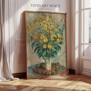 Claude Monet Painting Print - Jerusalem Artichoke Flowers | Canvas Print | Giclée Print | Fine Art Print | Large Wall Art | Impressionism