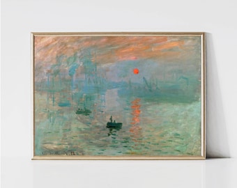 Claude Monet Impression Sunrise | Impressionist Landscape Painting | Abstract Art Print | Sea Print | Monet Wall Art | Digital Download