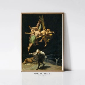 Francisco Goya, Witches Flight | Dark Witchcraft Painting | Classic Art Print | Romanticism Print | Printable Wall Art | Digital Download