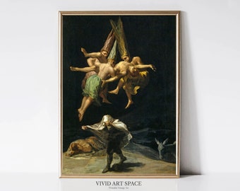 Francisco Goya, Witches Flight | Dark Witchcraft Painting | Classic Art Print | Romanticism Print | Printable Wall Art | Digital Download