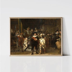 Rembrandt The Night Watch | Famous Painting | Dark Academia Wall Decor | Dark Printable Wall Art | Digital Download | Classical Art Print