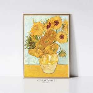 Vincent van Gogh Girasoli n. 2 / Dipinto floreale impressionista / Stampa floreale vintage verde acqua e oro / Arte murale stampabile / Download digitale