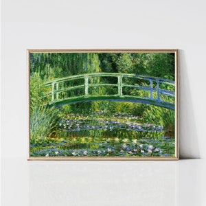 Claude Monet Water Lilies & Japanese Bridge | Impressionist Landscape Painting | Summer Garden Print | Monet Wall Art | Digital Download