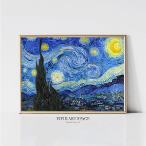 Vincent van Gogh Starry Night Impressionist Landscape Painting Famous Art Print Vintage Print Printable Wall Art Digital Download image 1