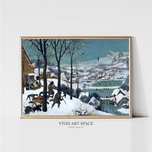 Hunters in the Snow, Pieter Bruegel the Elder | Winter Landscape Painting | Classic Art Print | Printable Wall Art | Digital Download