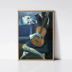 Pablo Picasso - Old Guitarist | Modernist Musician Portrait | Vintage Man Portrait Print | Printable Music Wall Art | Digital Download