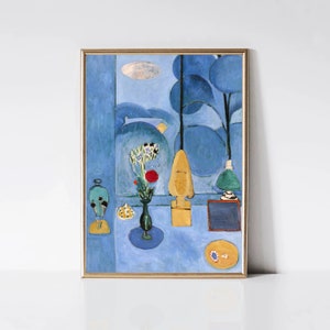 Janela Azul Henri Matisse | Pintura Fauvista | Impressão de arte abstracta | Impressão de arte moderna | Impressão azul | Arte de parede para impressão | Download digital