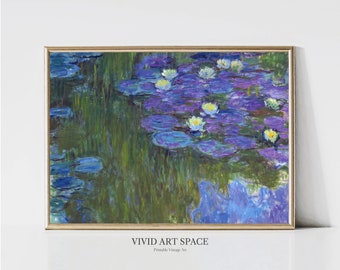 Claude Monet Water Lilies | Impressionist Landscape Painting | Garden Print | Purple Flowers Print | Monet Wall Art | Digital Download