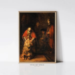 Rembrandt Die Heimkehr des Verlorenen Sohnes | Christliche Wanddekoration | Dunkle druckbare Kunst | Porträt Digitaler Download | Klassischer Kunstdruck