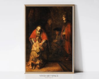 Rembrandt Return of the Prodigal Son | Christian Wall Decor | Dark Printable Wall Art | Portrait Digital Download | Classical Art Print