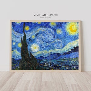 Vincent van Gogh Starry Night Impressionist Landscape Painting Famous Art Print Vintage Print Printable Wall Art Digital Download image 4