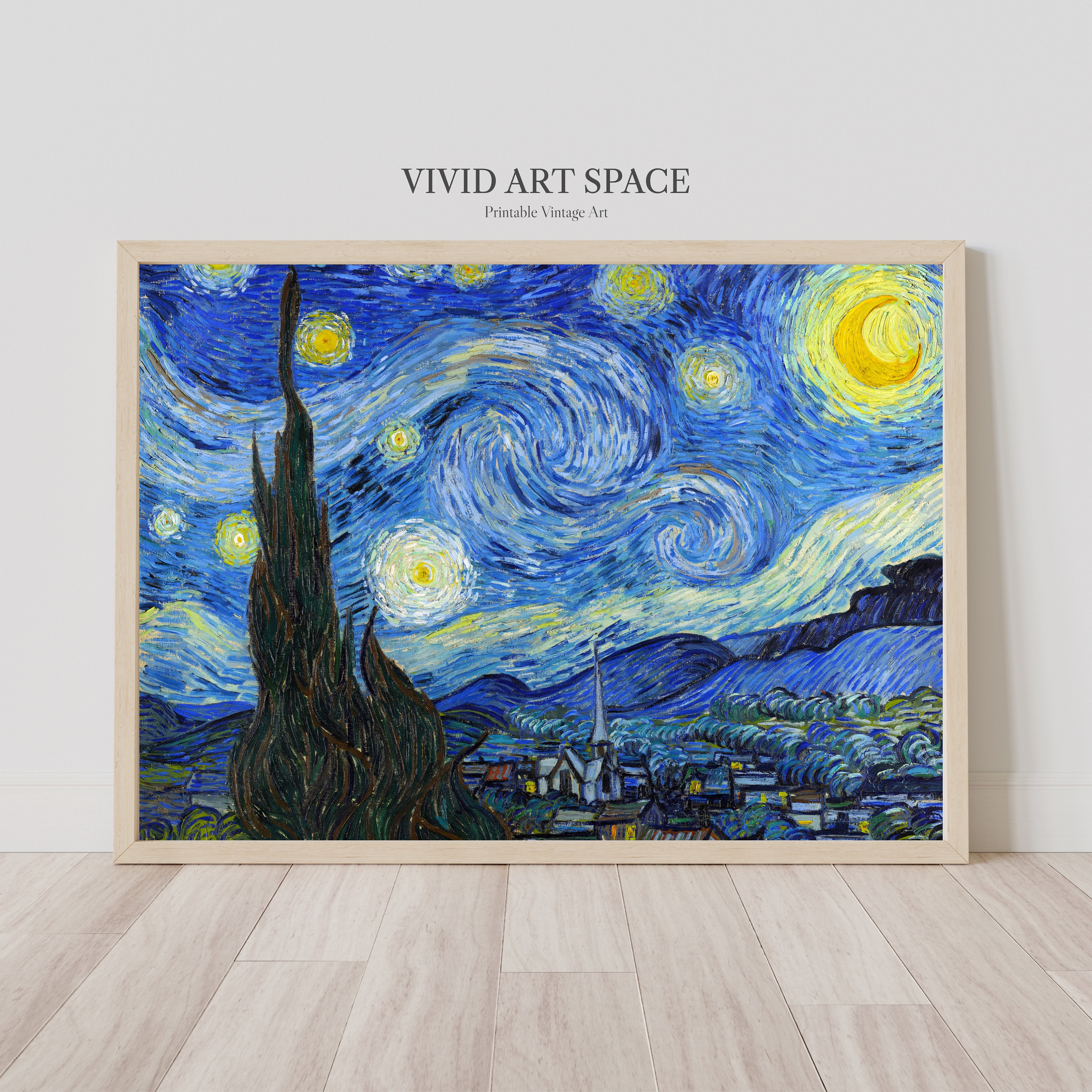 Vincent Van Gogh Starry Night | Impressionist Landscape Painting | Famous  Art Print | Vintage Print | Printable Wall Art | Digital Download - Etsy, image size:3000x3000