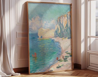 Claude Monet Painting Print - Etretat Beach | Canvas Print | Giclée Print | Fine Art Print | Large Wall Art | Impressionist Art Poster