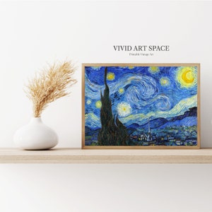 Vincent van Gogh Starry Night Impressionist Landscape Painting Famous Art Print Vintage Print Printable Wall Art Digital Download image 6