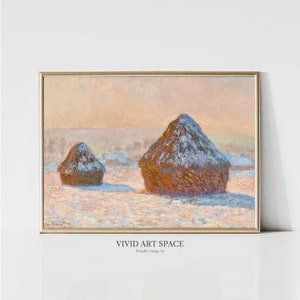 Claude Monet Wheatstacks Snow Effect Morning | Impressionist Landscape Painting | Monet Print | Digital Download | Printable Wall Art