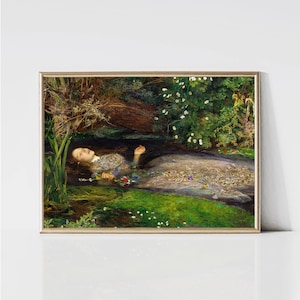 Ophelia by John Everett Millais | Pre-Raphaelite Woman Portrait Painting Print | British Art Print | Printable Wall Art | Digital Download