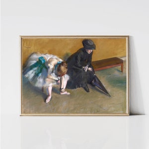 Edgar Degas Waiting | Impressionist Ballerina Portrait Painting | Ballet Dance Art Print | Printable Wall Art | Digital Download