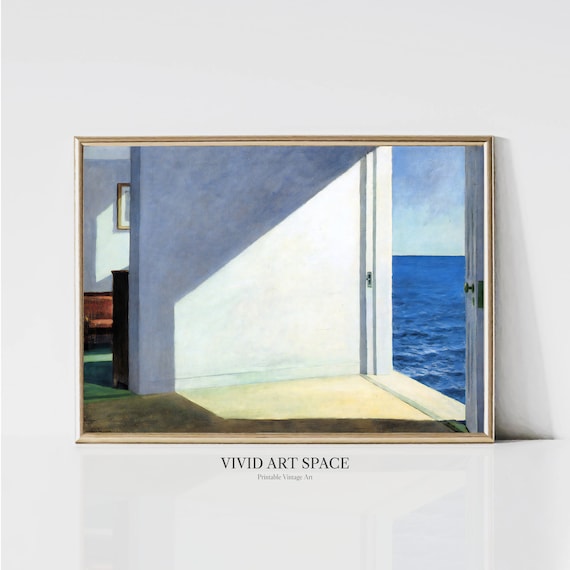 Edward Hopper Rooms By The Sea | Modern American Realism Painting | Neutral Seaside Room Print | Printable Wall Art | Digital Download