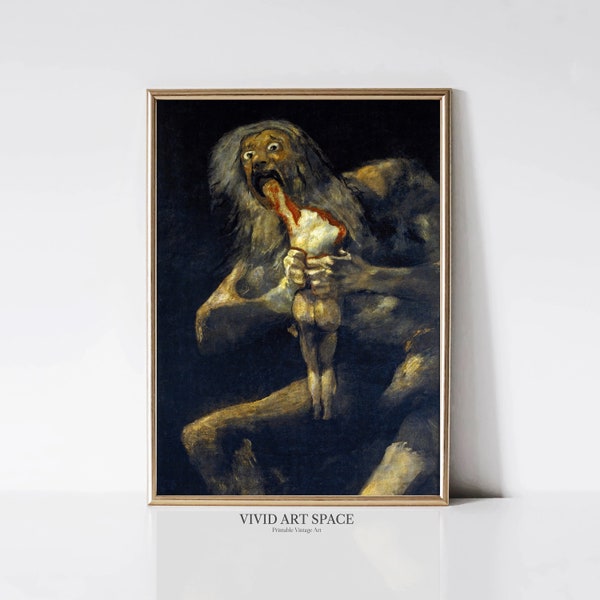 Francisco Goya Saturne dévorant son fils | Impression de Satan sombre | Peinture classique | Impression d’art classique | Art mural imprimable | Téléchargement numérique