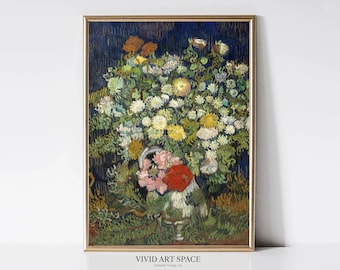 Bouquet of Flowers in a Vase by Vincent van Gogh | Impressionist Art Print | Floral Painting Print | Printable Wall Art | Digital Download