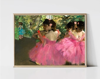 Edgar Degas Pink Dancers | Impressionist Ballerina Portrait Painting | Ballet Dance Art Print | Printable Wall Art | Digital Download