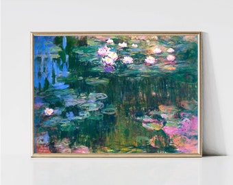 Claude Monet Nenúfares / Pintura de paisaje impresionista / Impresión de jardín / Impresión de flores / Monet Wall Art / Descarga digital