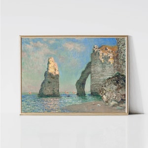 Claude Monet Etretat Cliffs | Impressionist Landscape Painting | Coastal Print | Summer Beach Print | Monet Wall Art | Digital Download