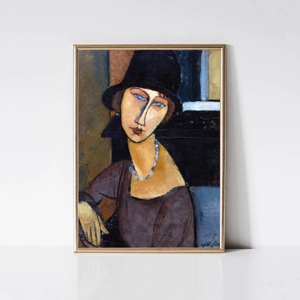 Amedeo Modigliani Woman with Hat and Necklace | Modernist Portrait Painting | Vintage Portrait Print | Printable Wall Art | Digital Download