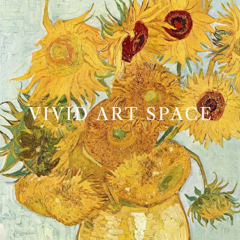 Vincent van Gogh Sonnenblumen No.2 | Impressionistische Blumenmalerei | Vintage Blaugrün Gold Blumendruck | Druckbare Wandkunst | Digitaler Download Bild 2
