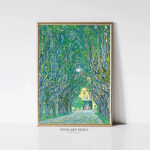 Avenue Gustav Klimt dans le parc du Schloss Kammer | Impression de paysage urbain moderniste | Peinture symboliste| Art mural imprimable | Téléchargement numérique