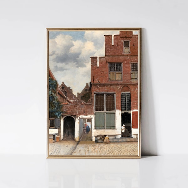 Petite rue de Delft de Johannes Vermeer | Peinture baroque hollandaise | impression vintage de paysage urbain | Art mural imprimable ville | Téléchargement numérique