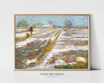 Landscape with Snow by Vincent van Gogh | Impressionist Landscape Painting | van Gogh Art Print | Printable Wall Art | Digital Download