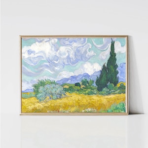 Vincent van Gogh Weizenfeld mit Zypresse | Impressionistische Malerei | Land Landschaft Poster | Druckbare Wandkunst | Digitaler Download