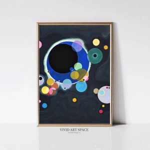 Kandinsky Several Circles | Modern Abstract Painting | Dark Geometry Print | Minimalist Art Print | Printable Wall Art | Digital Download
