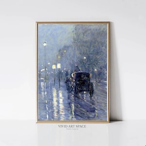 Rainy Midnight | Vintage Cityscape Painting Print | Moody Art Print | Night Print | Paris Art Print | Printable Wall Art | Digital Download