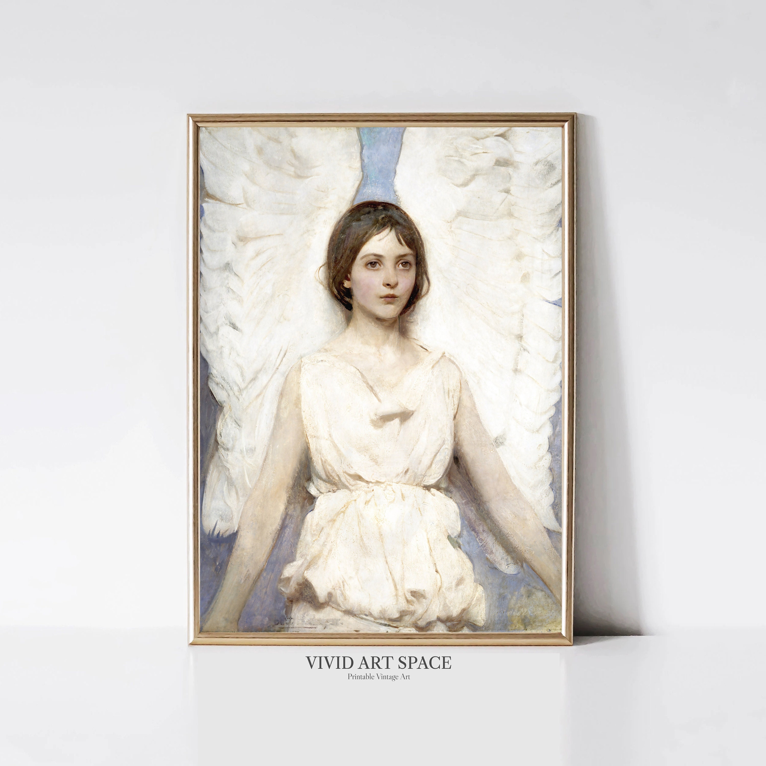 Angel by Abbott Thayer | Vintage Woman Portrait Print | Victorian Painting Print | Light Academia | Printable Wall Art | Digital Download
