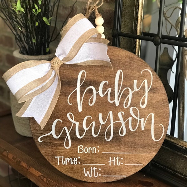 Baby Hospital Sign Door Hanger | Baby Shower Gift | Gender Neutral | Nursery | Wooden Newborn Hospital Door Sign | Gender Neutral Baby Sign