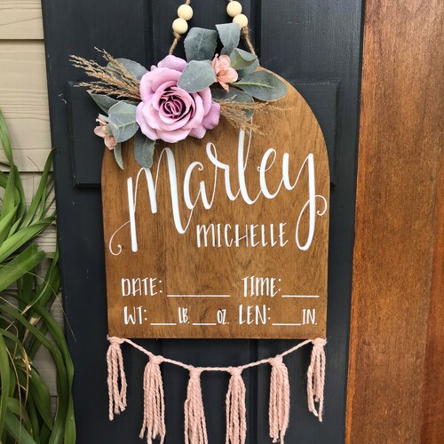 Rainbow Baby Door Hanger Hospital Door Sign Nursery Decor Etsy