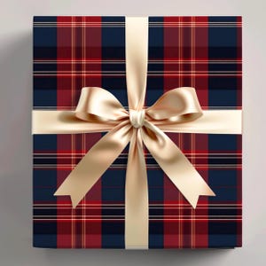 Klassisches Weihnachtsgeschenkpapier - Rot-Blaue Flanell-Geschenkverpackung, Weihnachtsgeschenkverpackung, saisonales Bastelzubehör