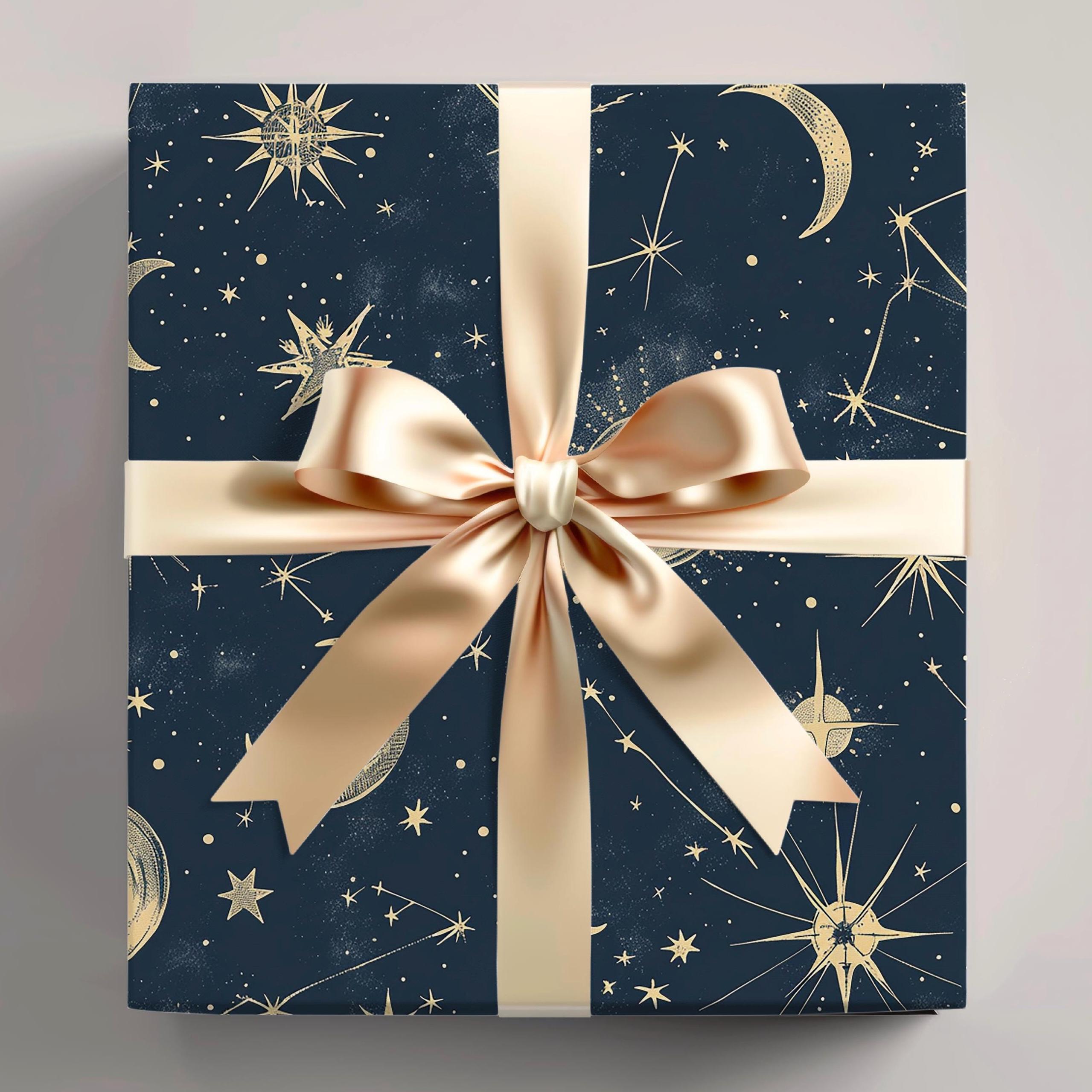 Discover Space Constellations Wrapping Paper, Celestial Gift Wrap, Galaxy Themed Present Paper, Starry Night Packaging
