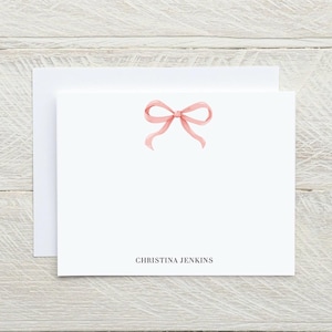 Stationery Set Pink Bow Personalized Postcards, Envelopes Included - Bundle Pack, Custom Notecards, Cute Card Gift, Note Card Stationary