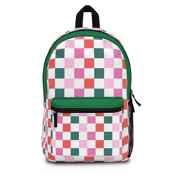 Zaino a quadri colorati per bambini e adolescenti, elegante borsa