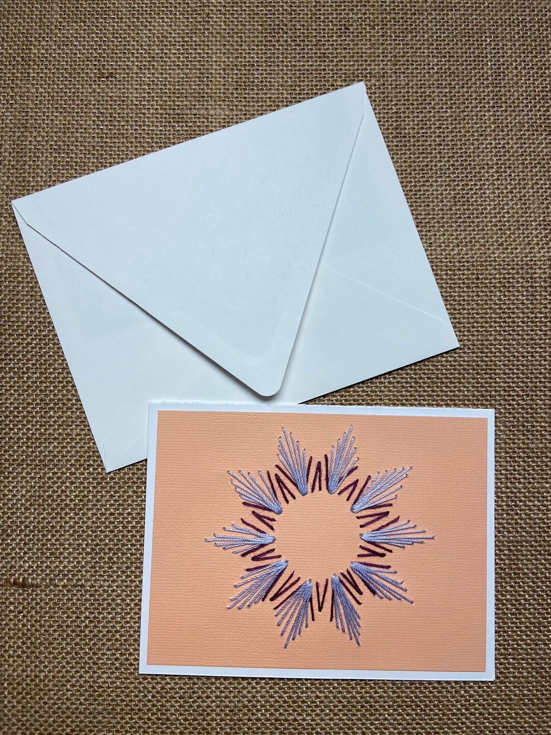 Handembroidered Gift Card Physical Card Notecard Mango Burst