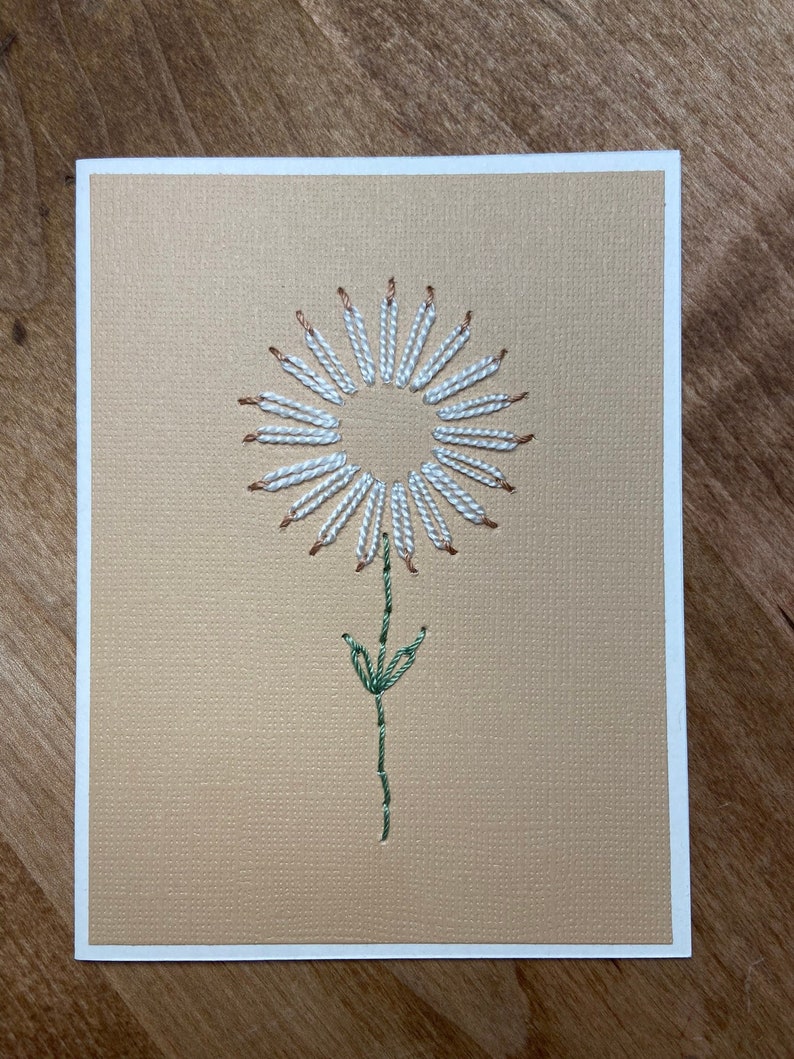 Handembroidered Gift Card Physical Card Notecard Floral Embroidery