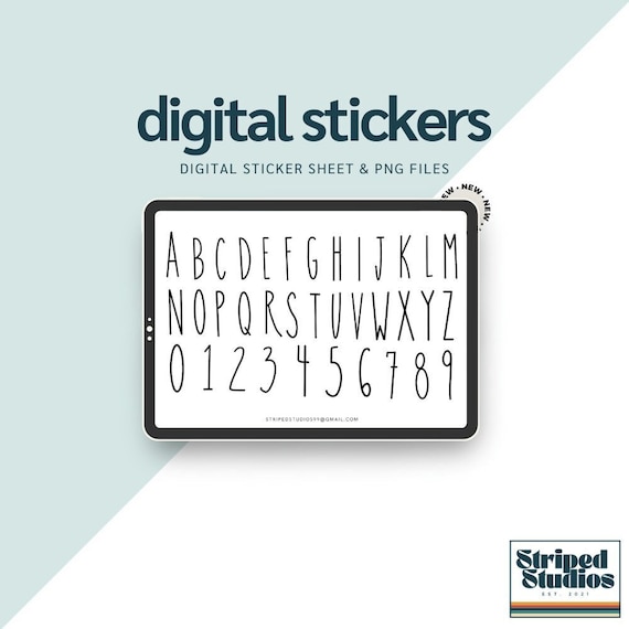 Letters Numbers Planner Stickers | Printable/Digital Stickers | Pre-cropped PNGs | Goodnotes file | Digital Planning Bullet Journal Clipart