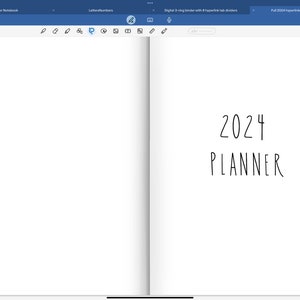 Puede incluir: Una agenda digital con el texto "2024 PLANNER" en la portada.
