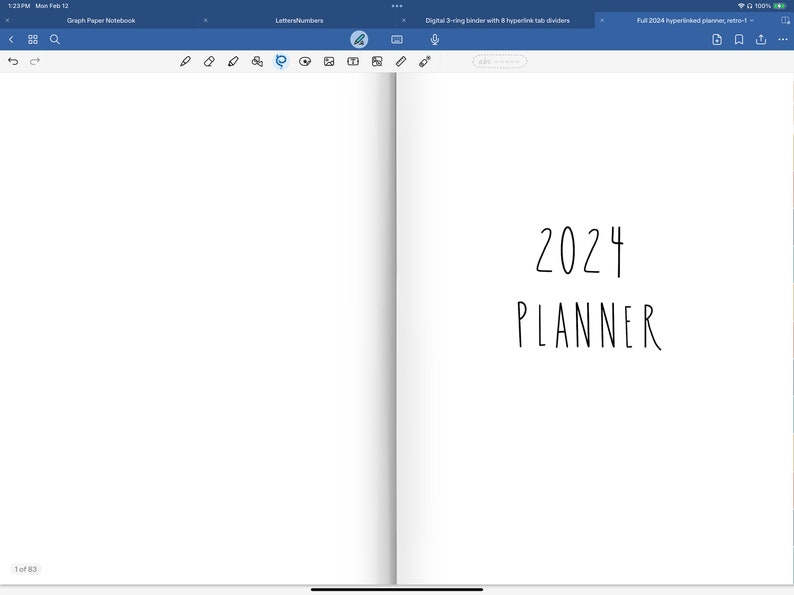 Puede incluir: Una agenda digital con el texto "2024 PLANNER" en la portada.