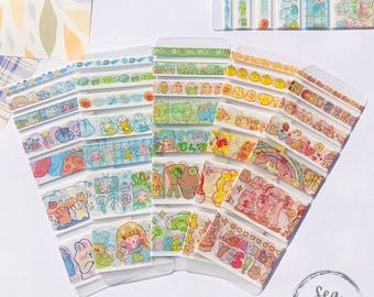 Lindas muestras de cinta washi, cinta decorativa, ideal para bujo, cintas de dibujos animados, cinta washi de SeaTeaPlanner