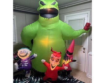 Gemmy 9ft Tall Disney's Nightmare Oogie Boogie w/ Lock, Shock, & Barrel Inflatab