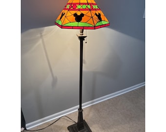 Vintage Disney Mickey Mouse Tiffany Style Floor Lamp Stained Glass Ltd Edition